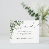 Watercolor Greenery Script Moving Announcement Briefkaart (Staand voorkant)