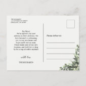 Watercolor Greenery Script Moving Announcement Briefkaart (Achterkant)