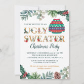 Watercolor Greenery Ugly Sweater Christmas Party Kaart (Voorkant)