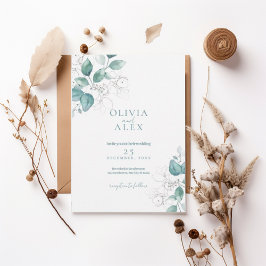 Watercolor Greenery Wedding Invitation Kaart