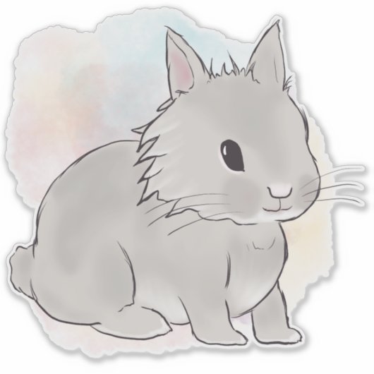 Watercolor Grey lionhead bunny  Sticker (Voorkant)