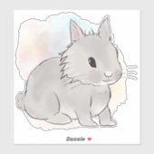 Watercolor Grey lionhead bunny  Sticker (Vel)