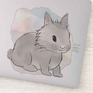 Watercolor Grey lionhead bunny Sticker