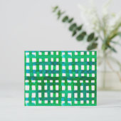 Watercolor grid – green briefkaart (Staand voorkant)