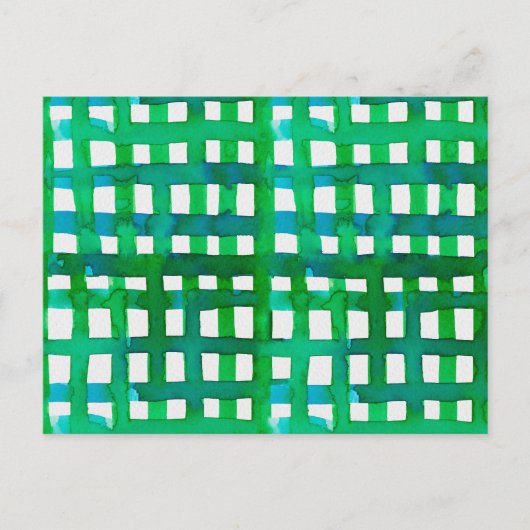 Watercolor grid – green briefkaart (Voorkant)