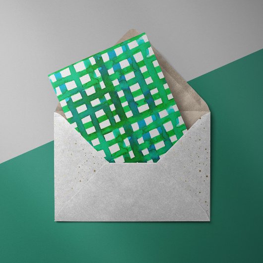 Watercolor grid – green briefkaart