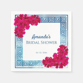 Watercolor Griekse Elegantie + Roze Bruidsdouche Servet