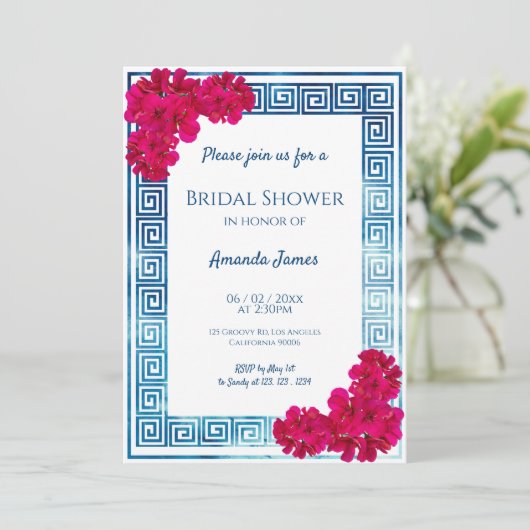 Watercolor Griekse Elegantie + Roze Bruidsmeisjesf Kaart (Staand voorkant)