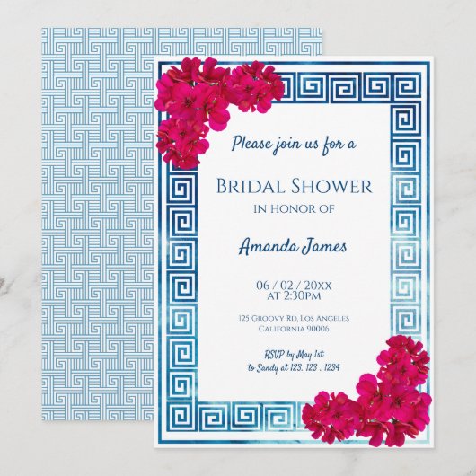 Watercolor Griekse Elegantie + Roze Bruidsmeisjesf Kaart (Voorkant / Achterkant)