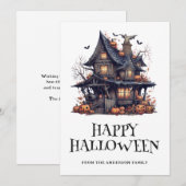 Watercolor Griezelen Fijne Halloweenkaart Feestdagenkaart (Voorkant / Achterkant)