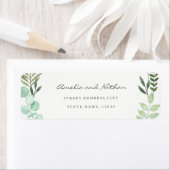 Watercolor groen blad retouradreslabel etiket (Insitu)