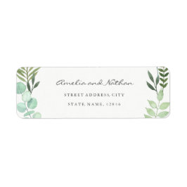 Watercolor groen blad retouradreslabel etiket