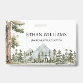 Watercolor Groen Bos Gepersonaliseerd Badge (Voorzijde)