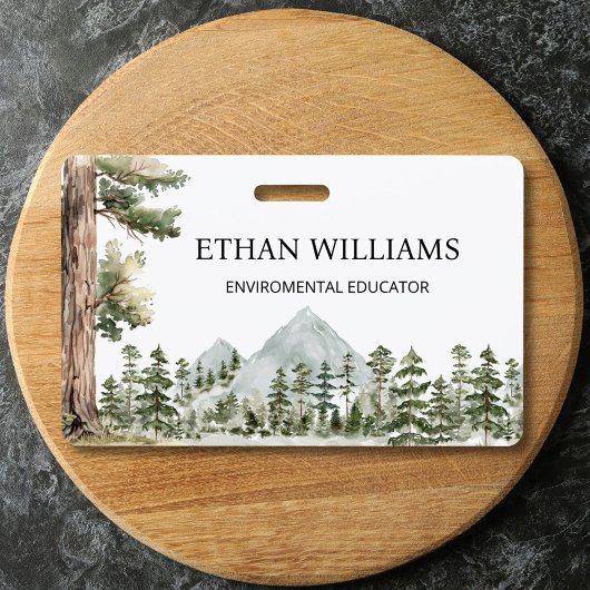 Watercolor Groen Bos Gepersonaliseerd Badge