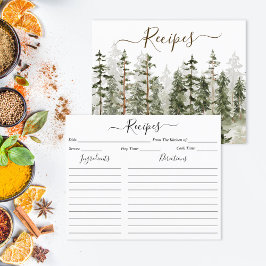 Watercolor Groen Bos Receptkaart