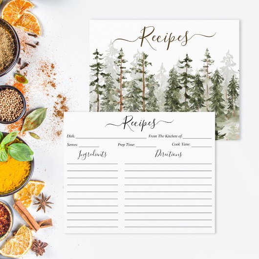 Watercolor Groen Bos Receptkaart