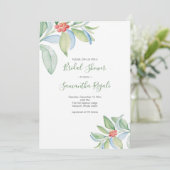 Watercolor groen bruidsdouche met Kerstthema Kaart (Staand voorkant)