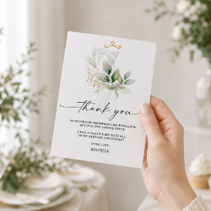 Watercolor groen bruiloft bruidsfeest bedankkaart kaart