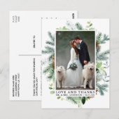 Watercolor groen dennen liefde en dank trouwdag briefkaart (Voorkant / Achterkant)