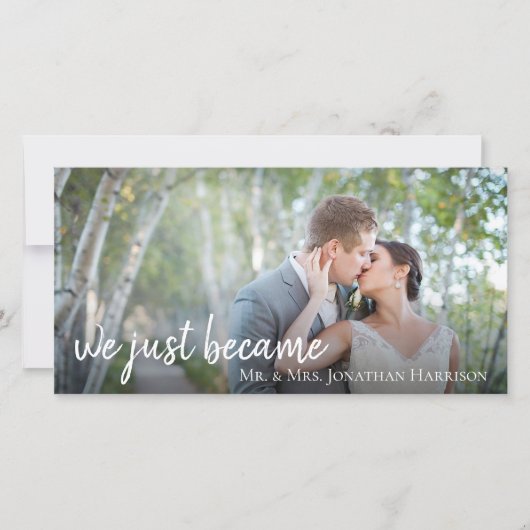 Watercolor groen foto Pas getrouwd receptie Save The Date (Voorkant)
