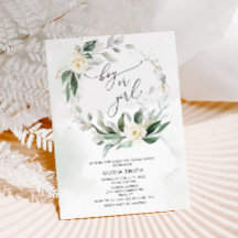 Watercolor groen gender reveal uitnodiging