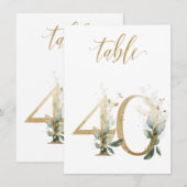 Watercolor Groen & Goud Loof, Tafelnummer 40 (Voorkant / Achterkant)