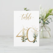 Watercolor Groen & Goud Loof, Tafelnummer 40 (Staand voorkant)