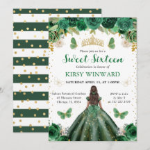 Watercolor Groen & Gouden Prinses Sweet 16