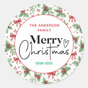 Watercolor Groen Gras – Feestelijke Kerstfeest Ronde Sticker