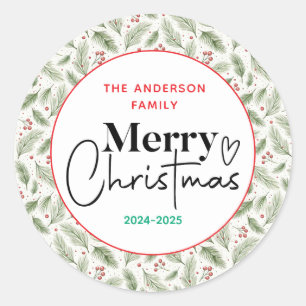 Watercolor Groen Gras – Feestelijke Kerstfeest Ronde Sticker