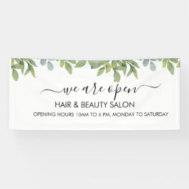 Watercolor Groen Loof Salon Spandoek