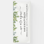 Watercolor Groen Loof Salon  Spandoek (Verticaal)