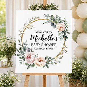 Watercolor groen meisje babyshower welkomstbord poster