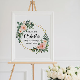 Watercolor groen meisje babyshower welkomstbord poster