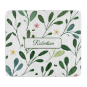 Watercolor groen met naam snijplank (Voorkant)