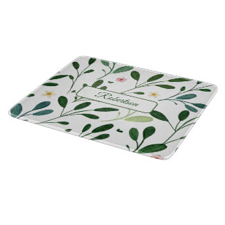 Watercolor groen met naam snijplank