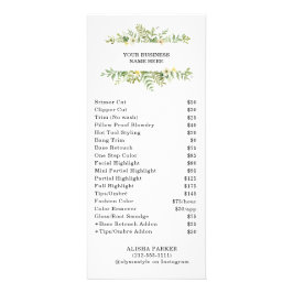 Watercolor groen salon met bladmotief reclamekaart