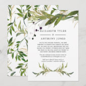 Watercolor groen verkleinde trouwgastenlijst aankondiging (Voorkant / Achterkant)