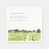 Watercolor Groen Wijnmakerij Wijngaard Bruidsdiner Servet (Voorkant)