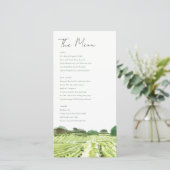 Watercolor Groen Wijnmakerij Wijngaard Trouw Menu  (Staand voorkant)