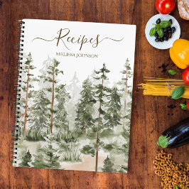 Watercolor Groen Woud Kookboek Recept Notitieboek