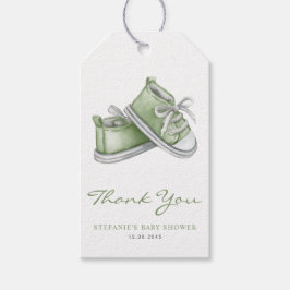 Watercolor Groene Baby Schoenen Baby Shower Bedank Cadeaulabel