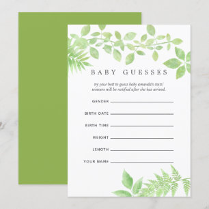 Watercolor Groene Baby Shower Baby Voorspellingen Kaart
