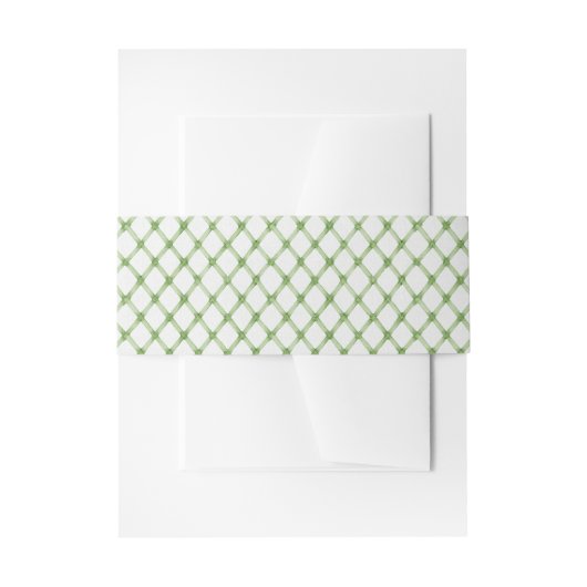 Watercolor groene bamboe rooster tailleband uitnodigingen wikkel (Voorkant Voorbeeld)