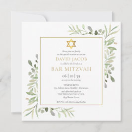 Watercolor Groene Bar Mitzvah Bat Mitzvah Kaart