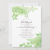Watercolor Groene Bat Mitzvah Kaart (Voorkant)