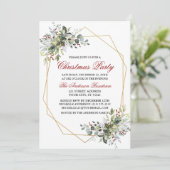 Watercolor Groene Bessen Kerstfeest Rood Kaart (Staand voorkant)