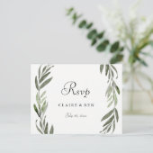 Watercolor groene blad all occasion RSVP briefkaar Uitnodiging Briefkaart (Staand voorkant)