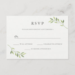 Watercolor Groene Blad Bruiloft RSVP Kaartje
