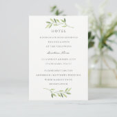 Watercolor Groene Blad Hotel Trouwaccommodatie Informatiekaartje (Staand voorkant)